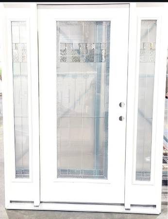 New 36" Full Deco Glass w/Sidelites LH Inswing Fiberglass Exterior Doo 1