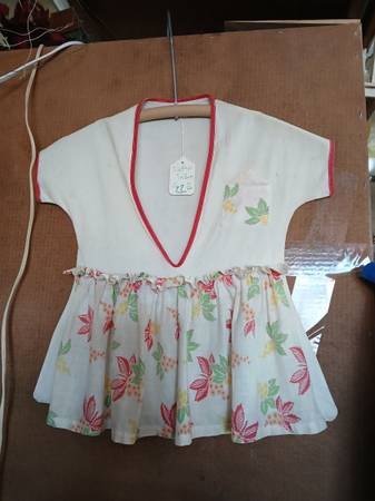 old cloth clothespin bag shaped like little dress 1