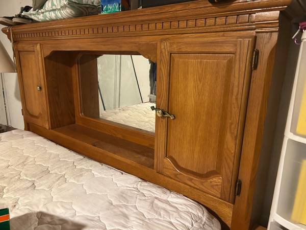 King Bed Frame, Mattress and Bedside Table 1