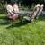 Bronze painted glass top patio set with six stackable chairs 1 thumbnail