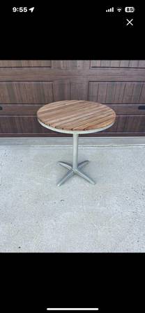 Teak and Metal Bistro Table 1