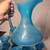 Large Lot Of Vintage Aqua Blue Bubble Crackle Glass Pitcher and Glasse 2 thumbnail