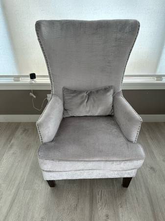 Aston Silver Alligator print wingback arm chair for sale 1