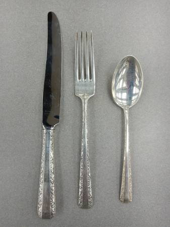 STERLING SILVER FLATWARE--KNIFE, FORK, SPOON--OVER 3 OUNCES 1