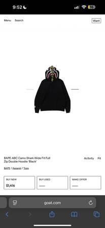 Designer bape double hoodie full zip up 1