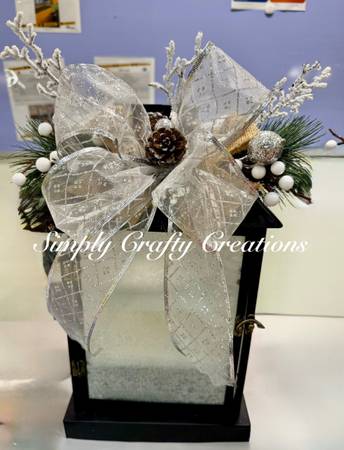 Silver holiday lantern with flameless candle 1