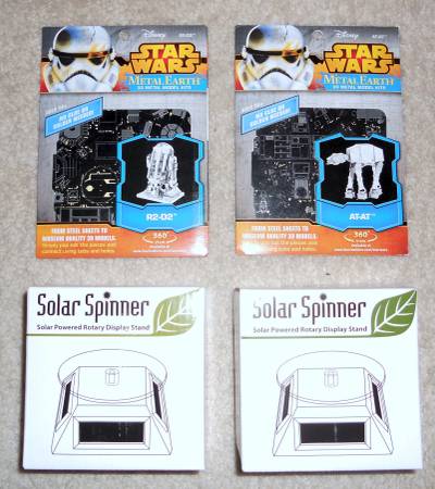 Metal Earth Star Wars model kit R2-D2 & AT-AT w/ Solar Spinner Display 1