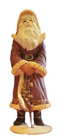 Merry Christmas! Old World Santa with burgundy robe figurine 1