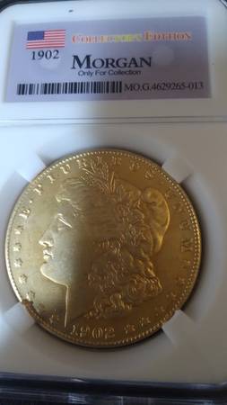 1902 Gold Plated Morgan Dollar Replica Coin 1