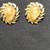 gold tone clip earrings  leaf design unique stone 1 thumbnail
