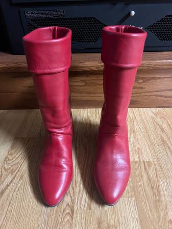 Red leather boots 1