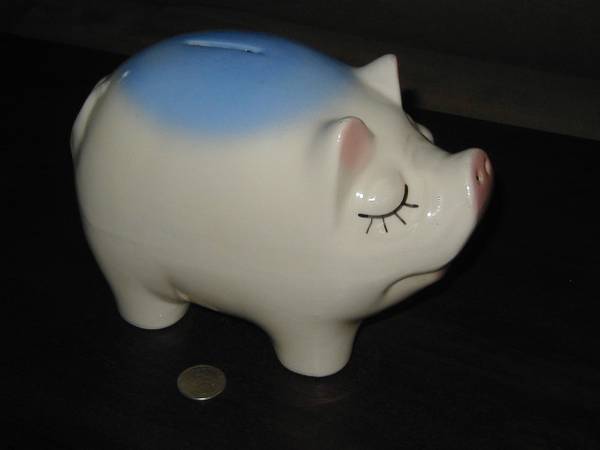 Vintage Glazed Ceramic Piggy Bank 1