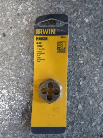 New Irwin 9434 Hanson 3/8"-16 NC Thread 1" Hexagon Machine Screw Die 1