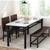 Dining Table Set for 4 with Bench and 2 Leather Chairs,Faux Mable Smal 1 thumbnail