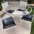 VINTAGE MODERN METAL GLASS TOP TABLE and 4 CHAIRS 5 thumbnail