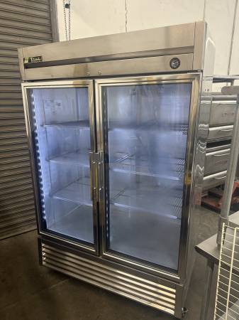 54" Two Glass Door Reach In Refrigerator with LED Lighting 1