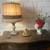 Vintage Lamp w/ Linen Shade w/ Fluted Ribbon Detail 1 thumbnail