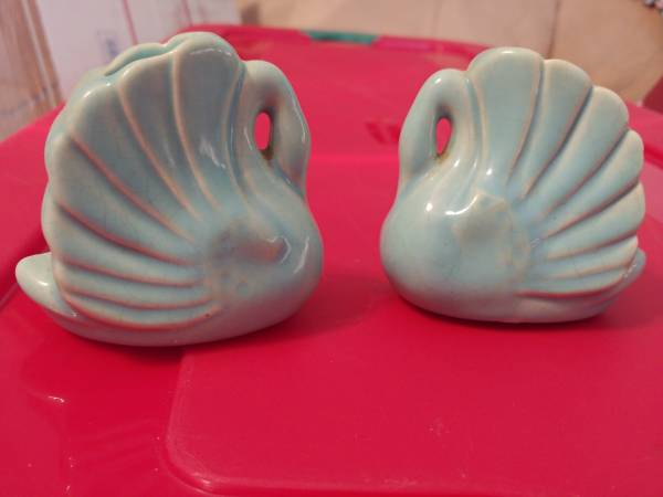 Vintage Pottery Swan Candle Holders 1