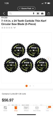 Ryobi 7 1/4 in carbide 24 teeth thin kerf saw blades 1