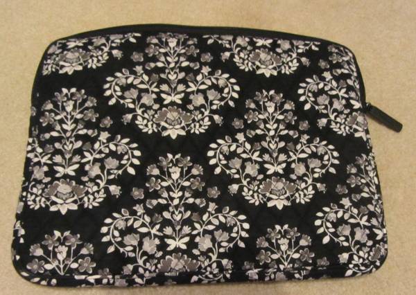 Vera Bradley Classic Black Laptop Sleeve Tablet Case Cover Zip Bag 1