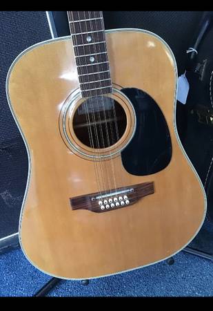 1975 Harmony H1269 12-string guitar: Neck crack, doesn’t affect play - gig bag 1