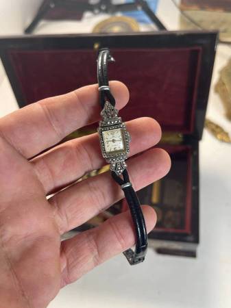 VNTG Bucherer Swiss FAB Marcasite Bracelet Watch, Hidden Dial 1