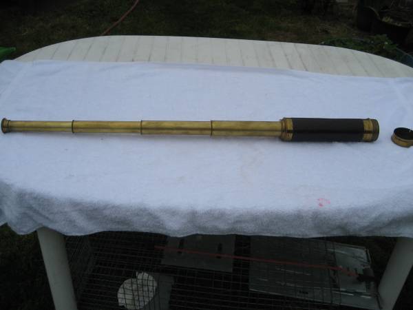 Old brass/leather four draw 36" telescope 1