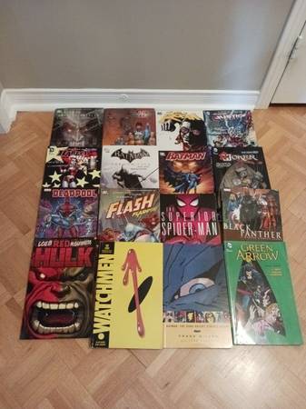 16 assorted GRAPHIC NOVELS /COMICS - mostly MARVEL/DC books 1
