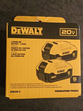 DeWalt 20V MAX 5.0Ah Lithium-Ion Battery 2-Pack of DCB205 BRAND NEW SEALED! Reta 1