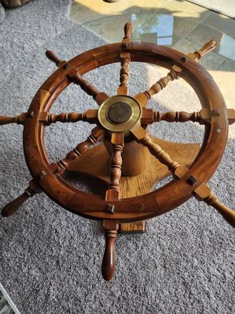 Ship steering wheel coffee table 1