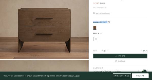 Arhaus Felton Closed Nightstands (2) $500 each - were each $1,230 new 1