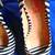 PAIR of MICHAEL KORS BLACK STRIPE FABRIC HIGH HEEL SHOE 3 thumbnail