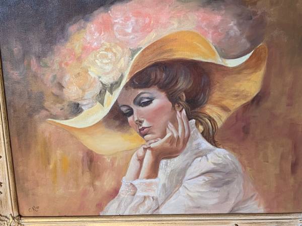 Beautiful vintage Oil Painting with gold frame - $595 (San Marcos)63471474575489122