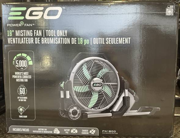 Brand New - EGO Power+ Misting Fan - Black (FN1800) 1