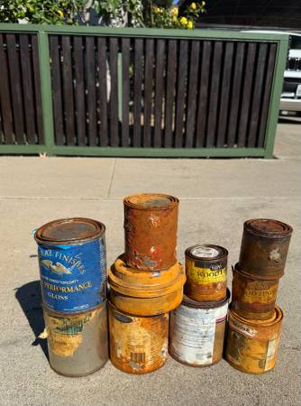 Minwax and Verathane stain partial cans and Turtle Wax 1