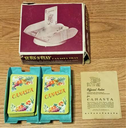 1951 Turn-N-Play Canasta Tray Rotating With Box & Instructions VINTAGE 1