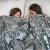 Super Soft Throw Blanket Multi Grey Silky Flannel Fleece Leaves 2 thumbnail