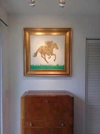 Golden-Blue Racer  - Original Painting, framed. 1