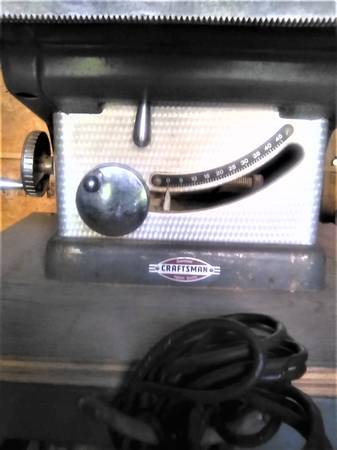 TABLE SAW, Craftsman 8”, on wheels and sturdy mounting table. 1