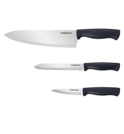 Farberware Stainless Steel Chef Knife Set, 3 Piece, Black 1