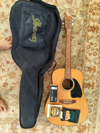 Acoustic Guitar Ibanez Performance PF5 and Ibanez tuner and case 1
