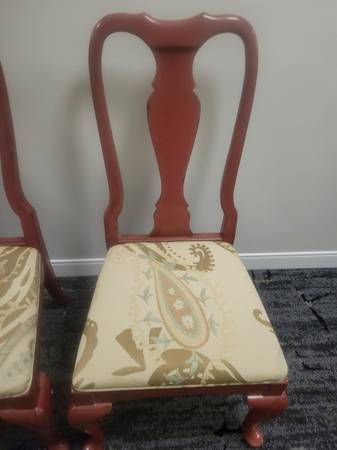 Red Laquered Queen Anne Chairs 1