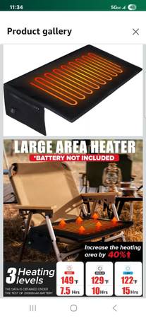 Heated Camping Chair Pad, Heated Seat Cushion- New 1