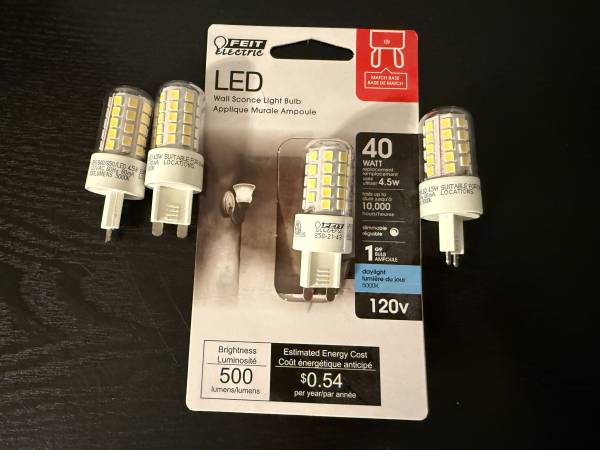 New Feit Electric LED Wall Sconce Light Bulb G9 120v Daylight 4 bulbs 1