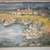 Vintage Linen Tea Towel Canoes Waterfront Village Tapestry Wall Decor 3 thumbnail
