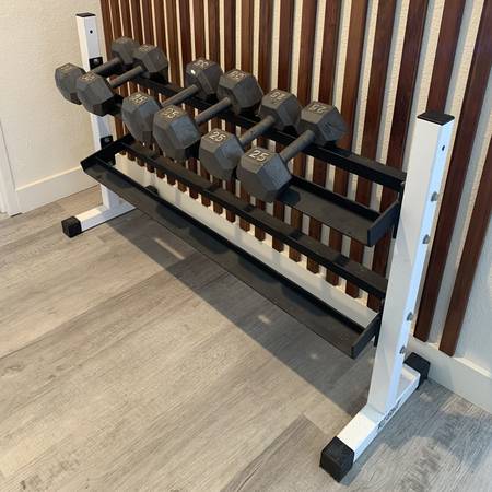 tuff Stuff Cast Iron Hex Dumbbells and Rack 1