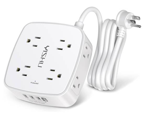 6 Ft Surge Protector Power Strip - 8 Widely Outlets with 4 USB Ports 1