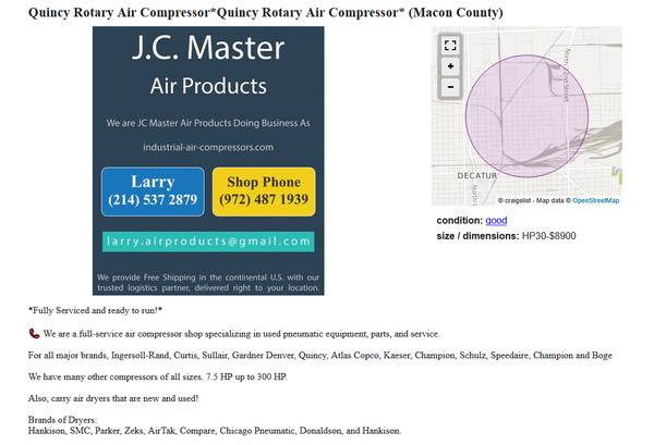Sangamon County _Quincy Rotary Air Compressor*Quincy Rotary Air Compre 1