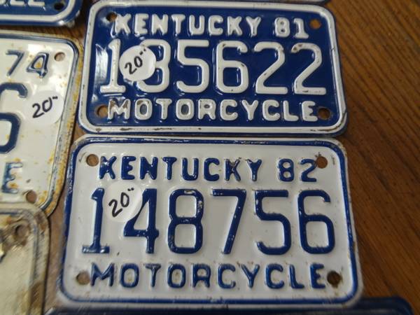 Antique Kentucky motorcycle tags - $25 (Shepherdsville)63471302161921124