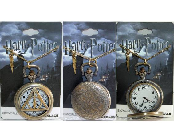 Harry Potter Deathly Hallows Bronze Tone Pocket Watch Necklace 1